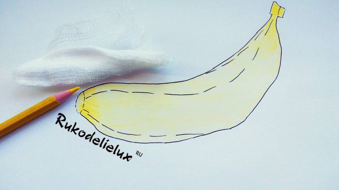 создание цветных оттенков банана желтым карандашом
