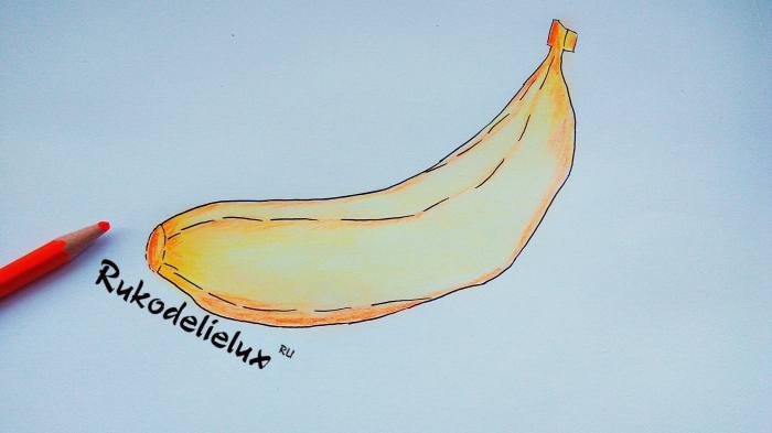 спелый оранжевый цвет банана на рисунке своими руками