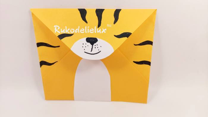 части тигра из бумажного конверта для детей