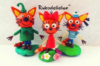 персонажи мультфильма Три кота сделанные из пластилина