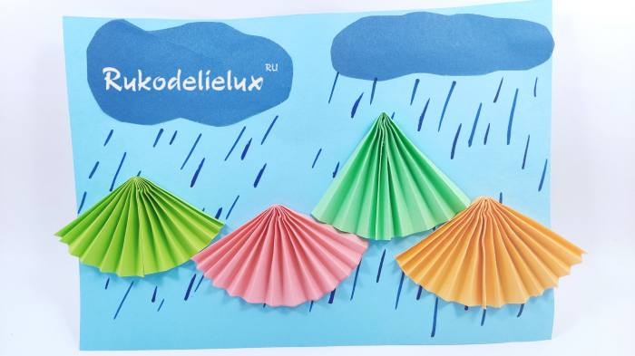 наклейка объемных зонтиков цветных на бумагу фото 7