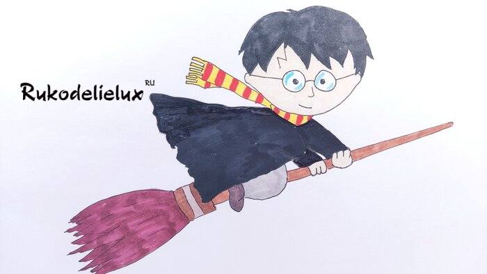 готовый рисунок Гарри Поттера на метле