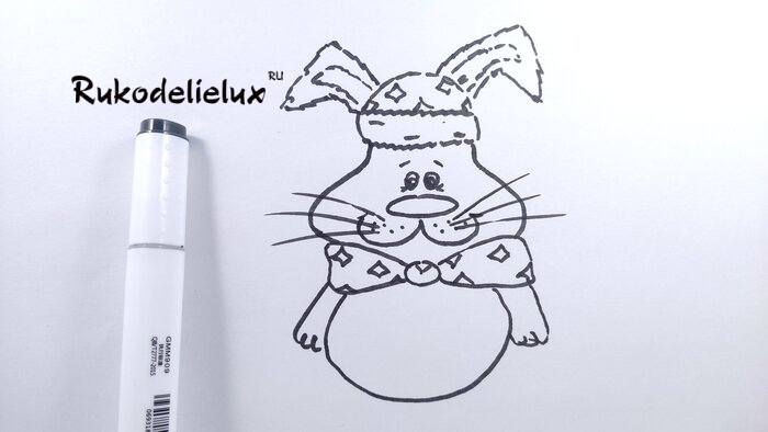 кролик фломастерами фото 6 зимний рисунок