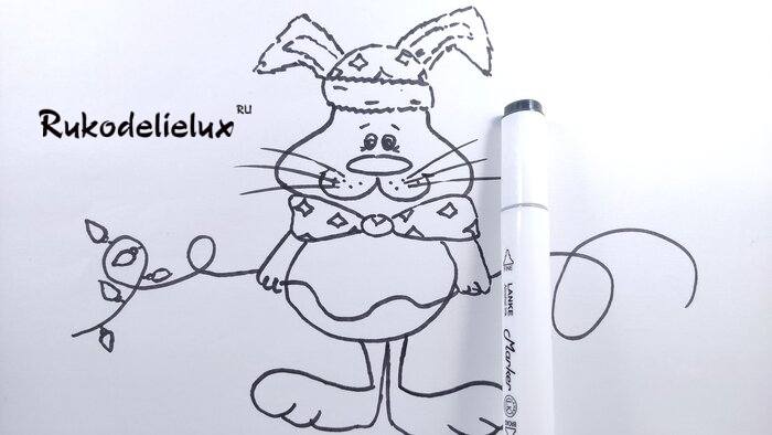 рисунок фломастерами фото 8 зимний кролик