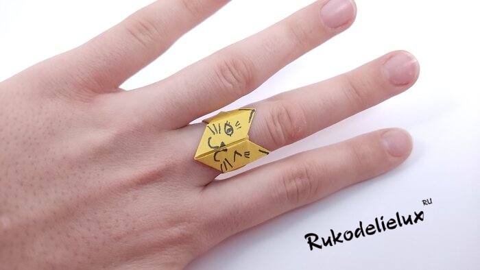 готовое бумажное кольцо котик оригами