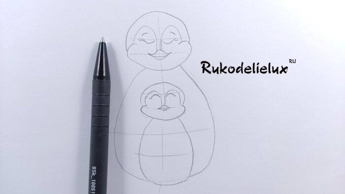 как нарисовать маленького пингвина с мамой фото 38