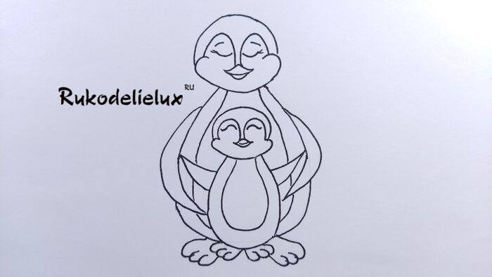 как нарисовать маленького пингвина с мамой фото 41