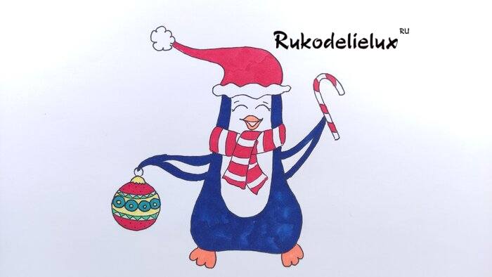 как нарисовать новогоднего пингвина фото 51