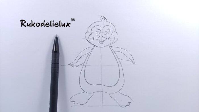 как нарисовать пингвина простым карандашом фото 7