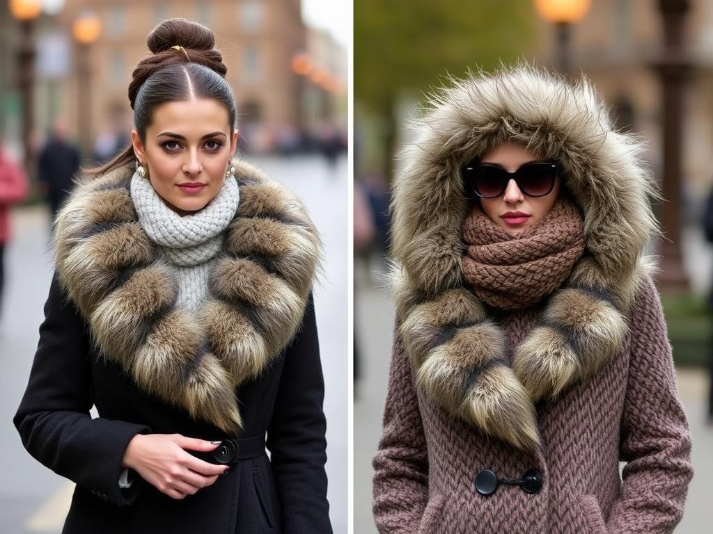 Fur accessories for coatsфото