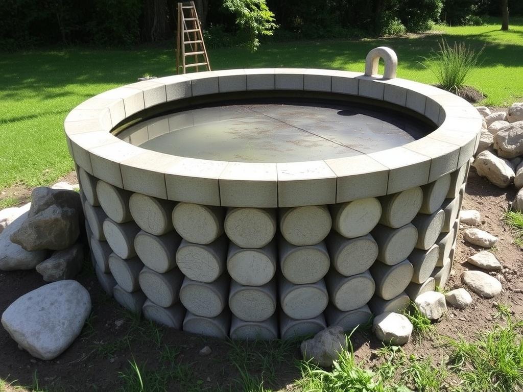Concrete septic tank made of rings Concrete septic tank made of ringsфото